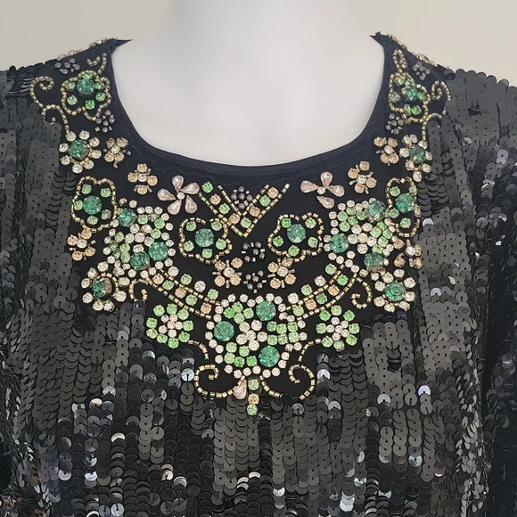 Mac Duggal Black Sequined Column Gown - Picture 6 of 16